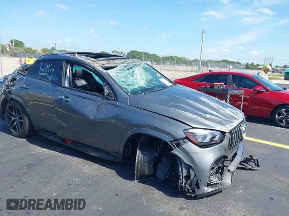 2021 Mercedes-Benz GLE 53 AMG with VIN 4JGFD6BB0MA403746, listed as a IAAI auction lot 42221763 with 68,541 mi miles and . Bid and sale history available at DreamBid. Image 1.