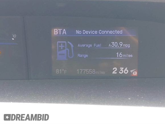2013 Honda Civic EX with VIN 19XFB2F80DE253927, listed as a IAAI auction lot 41834659 with 177,558 mi miles and . Bid and sale history available at DreamBid. Image 15.