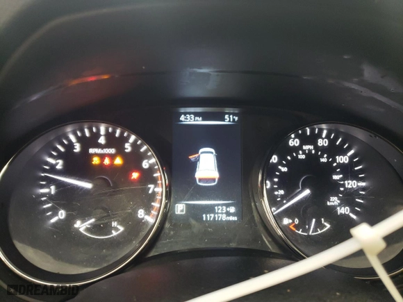 2017 Nissan Rogue SV with VIN KNMAT2MV9HP523744, listed as a Copart auction lot 47245405 with 117,178 mi miles and Salvage Title. Bid and sale history available at carsss.com. Image 9.