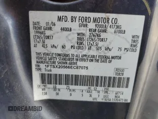 2006 Ford F-250 XL with VIN 1FTSX20566EC87075, listed as a Copart auction lot 49075415 with 223,097 mi miles and Salvage title. Bid and sale history available at DreamBid. Image 12.