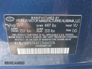 2018 Hyundai Sonata SEL with VIN 5NPE34AF2JH643218, listed as a IAAI auction lot 42139668 with 183,371 mi miles and . Bid and sale history available at carsss.com. Image 9.