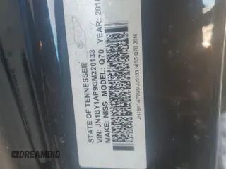 2016 Infiniti Q70 с VIN JN1BY1AP9GM220133, выставлен на аукционе Copart как лот 84842574 с пробегом Не указан миль и Списание • Salvage title. История ставок и продаж доступна на DreamBid. Изображение 12.
