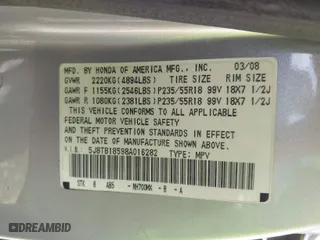 2008 Acura RDX Tech Pkg with VIN 5J8TB18598A016282, listed as a IAAI auction lot 42037421 with 183,100 mi miles. Bid and sale history available at carsss.com. Image 9.