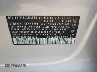 2014 Volkswagen Jetta GLI Autobahn with VIN 3VW5T7AJ3EM335493, listed as a Copart auction lot 58985565 with 178,150 mi miles and Salvage title. Bid and sale history available at DreamBid. Image 13.