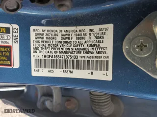 2007 Honda Civic Sdn LX with VIN 1HGFA16547L075133, listed as a Copart auction lot 49548025 with 253,669 mi miles and Clean Title. Bid and sale history available at carsss.com. Image 12.