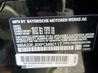 2023 BMW 7 Series 760i xDrive with VIN WBA33EJ0XPCM80117, listed as a Copart auction lot 84407104 with Not provided miles and Salvage title. Bid and sale history available at DreamBid. Image 14.