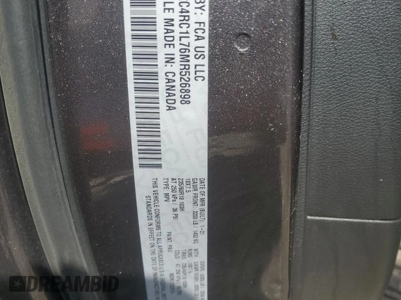 2021 Chrysler Pacifica Hybrid Touring L with VIN 2C4RC1L76MR526898, listed as a Copart auction lot 48133815 with 73,274 mi miles and Salvage title. Bid and sale history available at DreamBid. Image 13.
