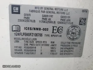 2015 Chevrolet Equinox LT with VIN 1GNFLFEK6FZ106706, listed as a Copart auction lot 46865655 with 79,959 mi miles and Salvage Title. Bid and sale history available at carsss.com. Image 15.