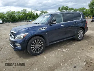 2015 Infiniti QX80 z VIN JN8AZ2NE4F9083550, wystawiony jako Copart lot #58028575 z przebiegiem 87 495 mil mil oraz Szkoda całkowita • Salvage title. Historia ofert i sprzedaży dostępna na DreamBid. Obrazek 1.