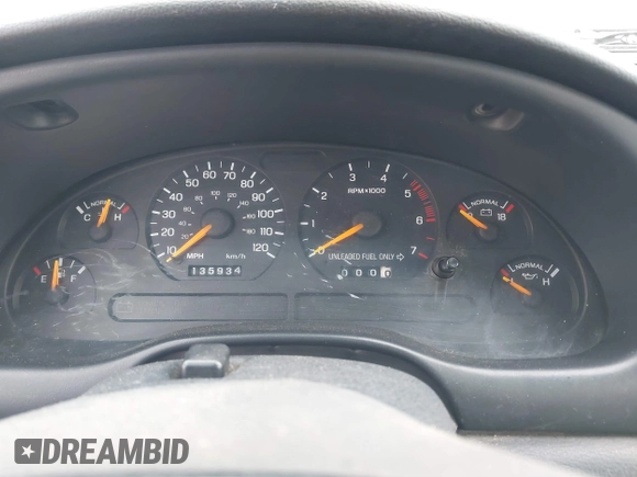 1997 Ford Mustang with VIN 1FALP4041VF129619, listed as a IAAI auction lot 41440766 with 135,934 mi miles. Bid and sale history available at carsss.com. Image 7.