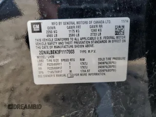 2015 Chevrolet Equinox LT with VIN 2GNALBEK3F1117903, listed as a Copart auction lot 54445695 with 101,974 mi miles and Clean Title. Bid and sale history available at carsss.com. Image 13.