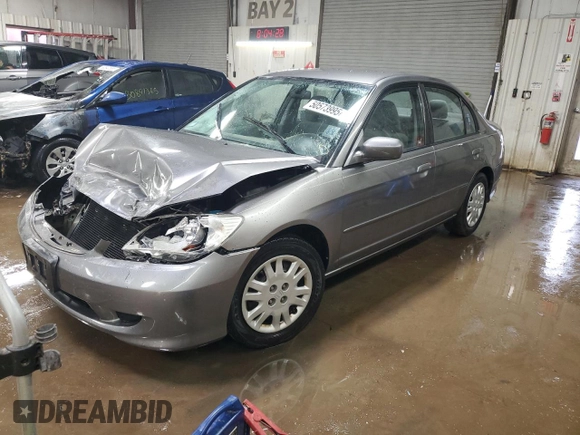 2005 Honda Civic LX with VIN 2HGES16585H511369, listed as a Copart auction lot 50573995 with 134,894 mi miles and Salvage Title. Bid and sale history available at DreamBid. Image 1.