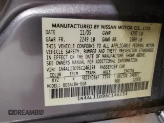 2006 Nissan Altima S with VIN 1N4AL11D96C146154, listed as a Copart auction lot 63352035 with 132,599 mi miles and Clean title. Bid and sale history available at DreamBid. Image 12.