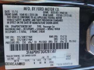 2016 Ford Fusion SE with VIN 3FA6P0H73GR281587, listed as a Copart auction lot 56597365 with 85,352 mi miles and Salvage title. Bid and sale history available at DreamBid. Image 12.