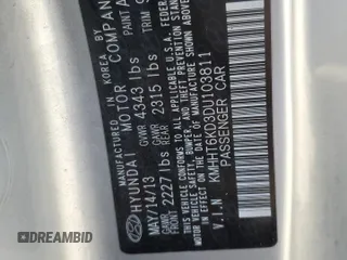 2013 Hyundai Genesis Coupe Premium с VIN KMHHT6KD3DU103811, выставлен на аукционе Copart как лот 63233745 с пробегом 231 430 миль миль и Списание • Salvage title. История ставок и продаж доступна на DreamBid. Изображение 13.