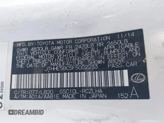 2015 Lexus RC 350 F Sport z VIN JTHHE5BC5F5002233, wystawiony jako IAAI lot #41338345 z przebiegiem 214 384 mil mil oraz . Historia ofert i sprzedaży dostępna na DreamBid. Obrazek 9.