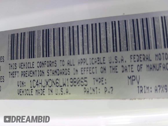 2020 Jeep Wrangler Unlimited Sport S with VIN 1C4HJXDN6LW198065, listed as a IAAI auction lot 42049279 with 72,512 mi miles. Bid and sale history available at carsss.com. Image 9.