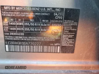 2011 Mercedes-Benz M 350 with VIN 4JGBB8GB3BA730227, listed as a Copart auction lot 51086735 with Not Provided miles and Salvage Title. Bid and sale history available at DreamBid. Image 13.