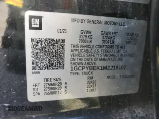 2021 Chevrolet Silverado 1500 Custom with VIN 1GCPYBEK1MZ218107, listed as a Copart auction lot 51285875 with 92,619 mi miles and Salvage Title. Bid and sale history available at DreamBid. Image 15.