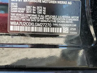 2020 BMW 7 Series 750i xDrive with VIN WBA7U2C0XLGM27270, listed as a Copart auction lot 77241404 with 68,998 mi miles and Salvage Title. Bid and sale history available at carsss.com. Image 13.