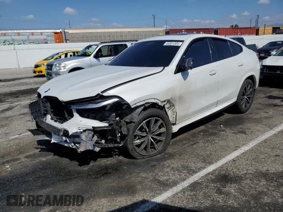 2020 BMW X6 M50i with VIN 5UXCY8C09L9C75612, listed as a Copart auction lot 44581364 with 0 mi miles. Bid and sale history available at carsss.com. Image 1.