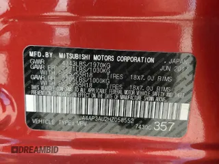 2017 Mitsubishi Outlander Sport ES 2.0 with VIN JA4AP3AU2HZ058552, listed as a Copart auction lot 52276315 with 81,038 mi miles and Salvage Title. Bid and sale history available at carsss.com. Image 14.