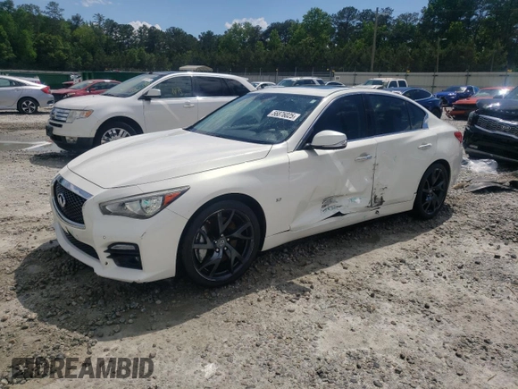 2015 Infiniti Q50 Premium with VIN JN1BV7APXFM343157, listed as a Copart auction lot 56876025 with 109,054 mi miles and Salvage title. Bid and sale history available at DreamBid. Image 1.