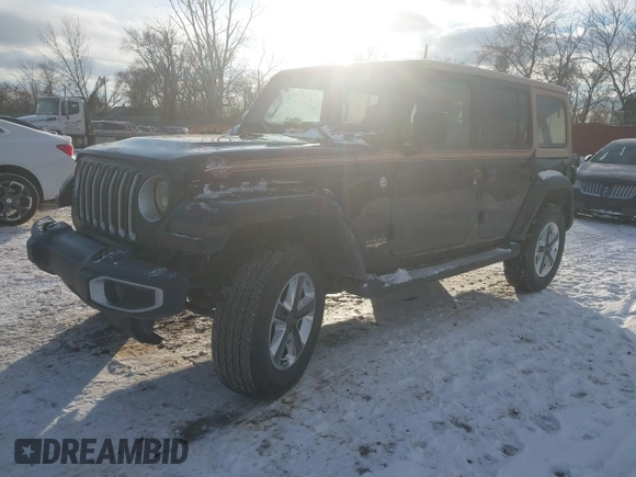 2020 Jeep Wrangler Unlimited Sahara with VIN 1C4HJXEN6LW113725, listed as a IAAI auction lot 41399766 with 87,583 mi miles. Bid and sale history available at carsss.com. Image 20.