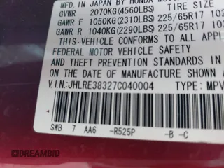 2007 Honda CR-V LX with VIN JHLRE38327C040004, listed as a IAAI auction lot 42084244 with 271,363 mi miles. Bid and sale history available at carsss.com. Image 9.