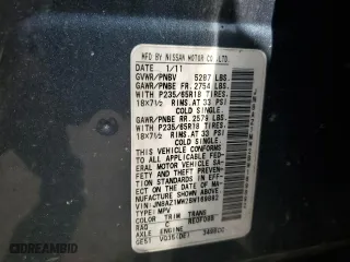 2011 Nissan Murano SV with VIN JN8AZ1MW2BW169892, listed as a Copart auction lot 46628735 with 164,409 mi miles and Salvage Title. Bid and sale history available at carsss.com. Image 15.