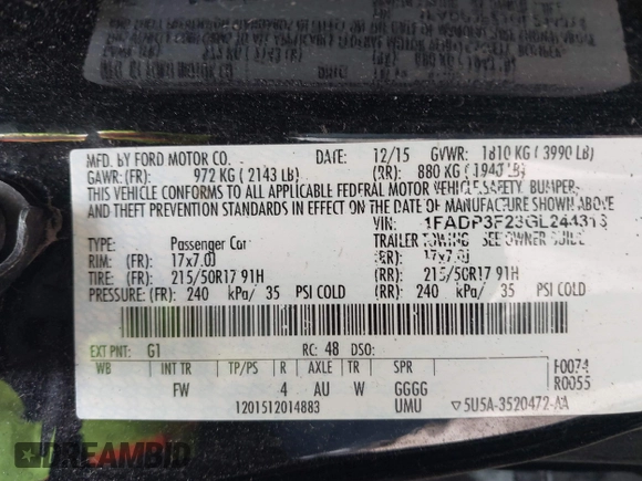 2016 Ford Focus SE с VIN 1FADP3F23GL244313, выставлен на аукционе IAAI как лот 42282622 с пробегом Не указан миль и . История ставок и продаж доступна на DreamBid. Изображение 9.