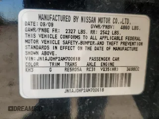 2010 Infiniti EX Journey with VIN JN1AJ0HP2AM700618, listed as a Copart auction lot 87746065 with Not Provided miles and Salvage Title. Bid and sale history available at DreamBid. Image 13.