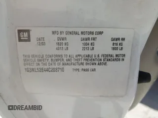 2004 Oldsmobile Alero GL1 with VIN 1G3NL52E44C203710, listed as a Copart auction lot 53755505 with 180,582 mi miles and Salvage Title. Bid and sale history available at DreamBid. Image 12.