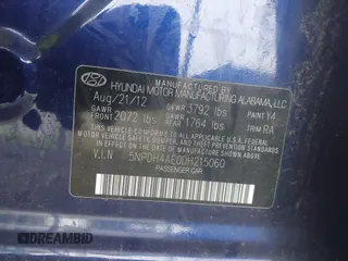 2013 Hyundai Elantra Limited с VIN 5NPDH4AE0DH215060, выставлен на аукционе IAAI как лот 42237496 с пробегом 174 350 миль миль и . История ставок и продаж доступна на DreamBid. Изображение 9.