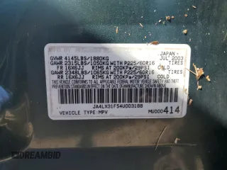 2004 Mitsubishi Outlander LS with VIN JA4LX31F54U003188, listed as a Copart auction lot 75200424 with 0 mi miles and Non Repairable. Bid and sale history available at carsss.com. Image 14.