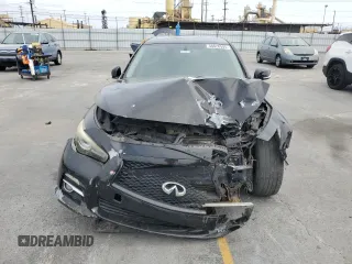 2014 Infiniti Q50 Premium with VIN JN1BV7ARXEM687233, listed as a Copart auction lot 58828595 with 122,813 mi miles and Salvage title. Bid and sale history available at DreamBid. Image 5.