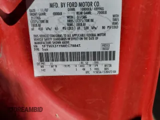 2008 Ford F-350 with VIN 1FTWX31Y68EC78847, listed as a Copart auction lot 73517164 with 200,153 mi miles and Salvage title. Bid and sale history available at DreamBid. Image 12.