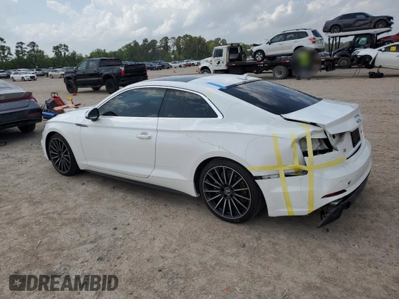 2019 Audi A5 Premium z VIN WAUSNAF53KA019395, wystawiony jako Copart lot #54145495 z przebiegiem 58 634 mil mil oraz Szkoda całkowita • Salvage title. Historia ofert i sprzedaży dostępna na DreamBid. Obrazek 2.