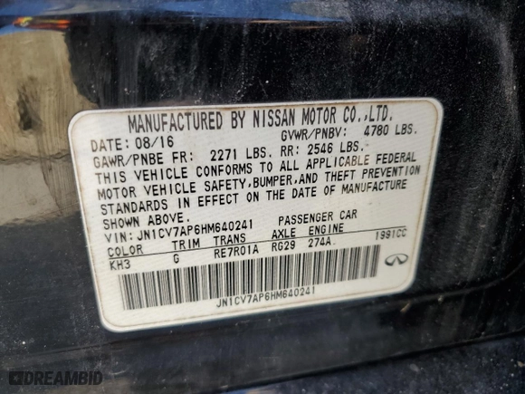 2017 Infiniti Q50 2.0t with VIN JN1CV7AP6HM640241, listed as a Copart auction lot 78906424 with NaN miles and Clean Title. Bid and sale history available at carsss.com. Image 12.