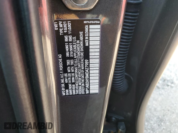 2021 Porsche Cayenne S with VIN WP1AB2AY8MDA27989, listed as a Copart auction lot 71258374 with 19,435 mi miles and Salvage title. Bid and sale history available at DreamBid. Image 12.