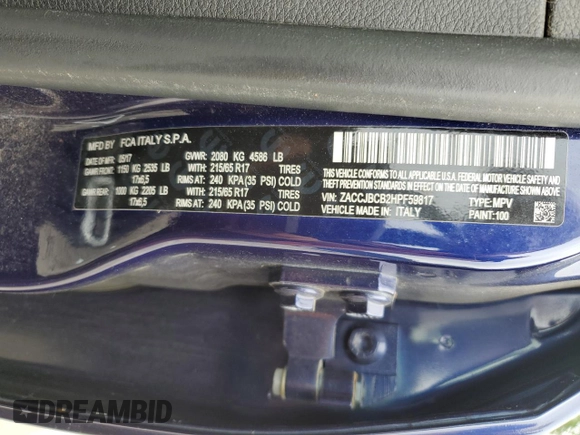 2017 Jeep Renegade Trailhawk z VIN ZACCJBCB2HPF59817, wystawiony jako Copart lot #61259205 z przebiegiem 75 899 mil mil oraz Szkoda całkowita • Salvage title. Historia ofert i sprzedaży dostępna na DreamBid. Obrazek 14.