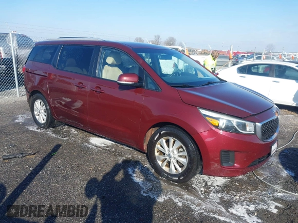 2015 Kia Sedona LX with VIN KNDMB5C14F6059569, listed as a IAAI auction lot 41564739 with 167,275 mi miles. Bid and sale history available at carsss.com. Image 1.