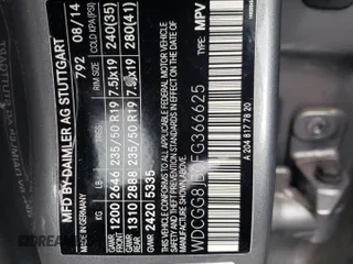 2015 Mercedes-Benz GLK 350 with VIN WDCGG8JB0FG366625, listed as a Copart auction lot 66211234 with 52,617 mi miles and Salvage Title. Bid and sale history available at DreamBid. Image 13.