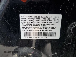 2016 Honda Pilot LX with VIN 5FNYF5H12GB030768, listed as a Copart auction lot 46689545 with 143,471 mi miles and Salvage Title. Bid and sale history available at DreamBid. Image 13.