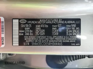 2024 Hyundai Tucson Limited with VIN 5NMJECDE5RH344465, listed as a Copart auction lot 56692455 with 9,490 mi miles and Salvage title. Bid and sale history available at DreamBid. Image 13.