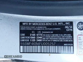 2015 Mercedes-Benz C-Class C 300 Luxury with VIN 55SWF4KB6FU005257, listed as a IAAI auction lot 41675298 with 126,263 mi miles. Bid and sale history available at carsss.com. Image 9.
