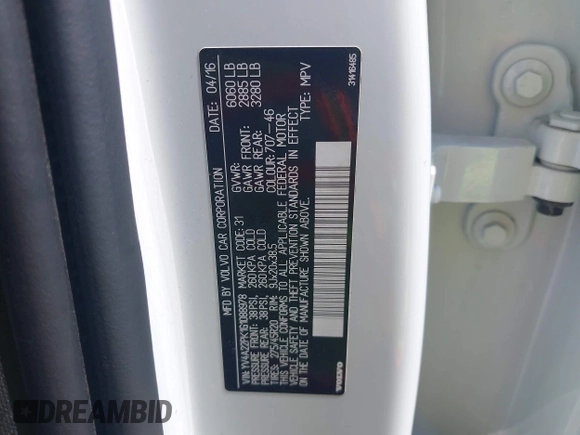 2016 Volvo XC90 T6 Momentum z VIN YV4A22PK1G1088978, wystawiony jako IAAI lot #42131256 z przebiegiem 96 710 mil mil oraz . Historia ofert i sprzedaży dostępna na DreamBid. Obrazek 9.