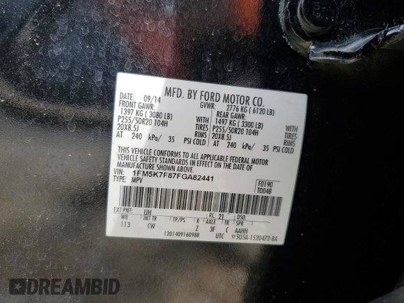 2015 Ford Explorer Limited z VIN 1FM5K7F87FGA82441, wystawiony jako Copart lot #53641705 z przebiegiem 159 887 mil mil oraz Szkoda całkowita • Salvage title. Historia ofert i sprzedaży dostępna na DreamBid. Obrazek 15.