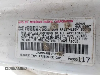 1997 Mitsubishi 3000GT z VIN JA3AM44H8VY006247, wystawiony jako IAAI lot #42233155 z przebiegiem 135 479 mil mil oraz . Historia ofert i sprzedaży dostępna na DreamBid. Obrazek 9.