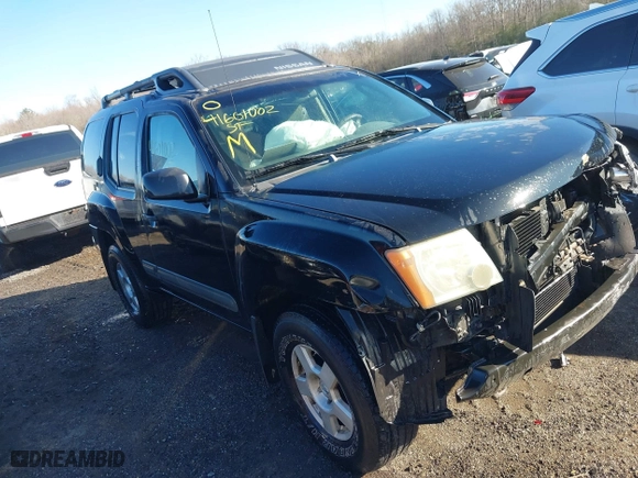 2005 Nissan Xterra S with VIN 5N1AN08W75C611076, listed as a IAAI auction lot 41601002 with 1 mi miles. Bid and sale history available at carsss.com. Image 1.